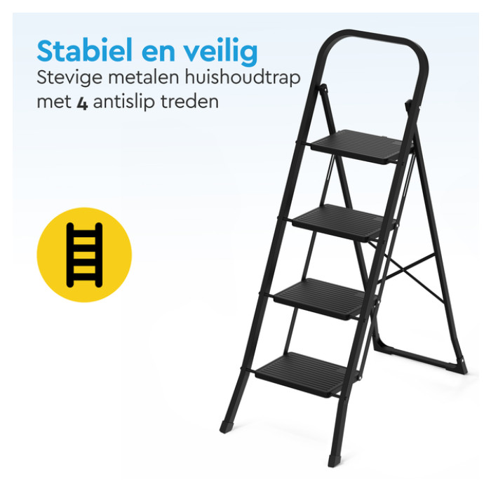 Huishoudtrap BRASQ 4 treden SLM400 zwart