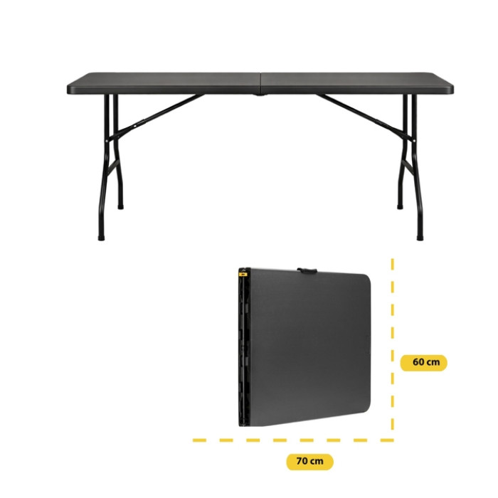 Vouwtafel BRASQ 180x70x74cm FT180 zwart