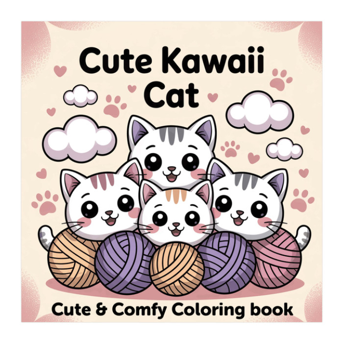 Kleurboek Cute Kawaii Cat