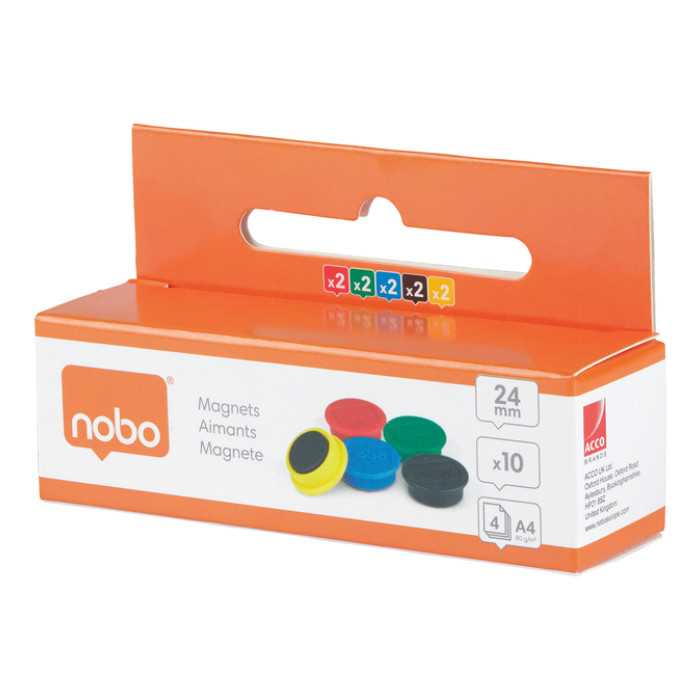 Magneet Nobo 24mm assorti 10 stuks