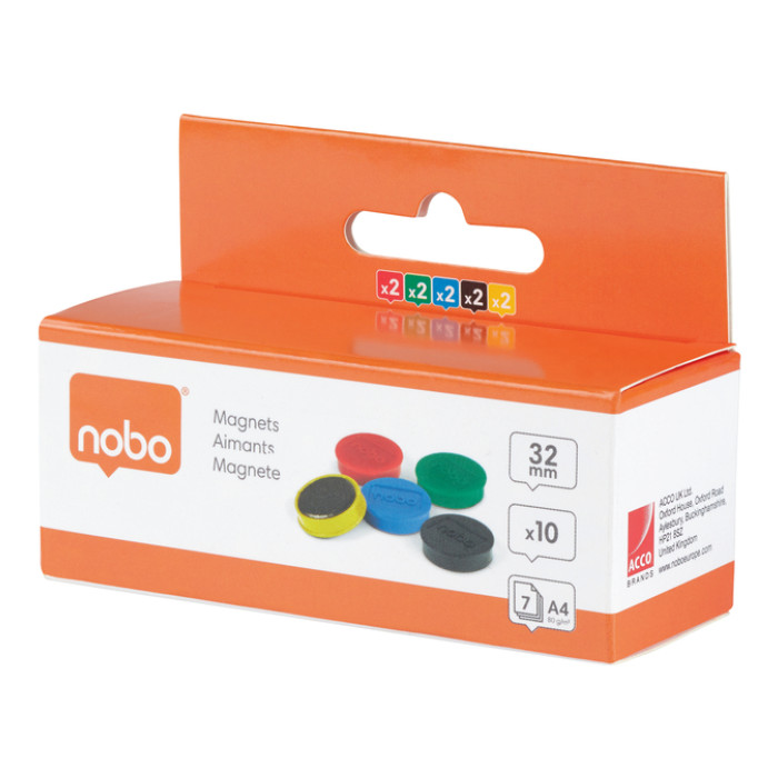 Magneet Nobo 32mm assorti 10 stuks
