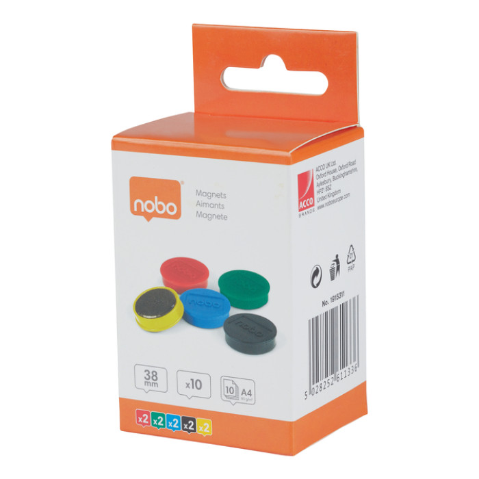 Magneet Nobo 38mm assorti 10 stuks