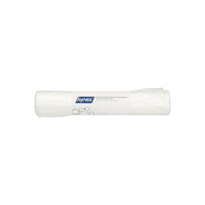 Afvalzak Hynex 45x50cm HDPE recycled T15 20L transparant rol à 50 stuks