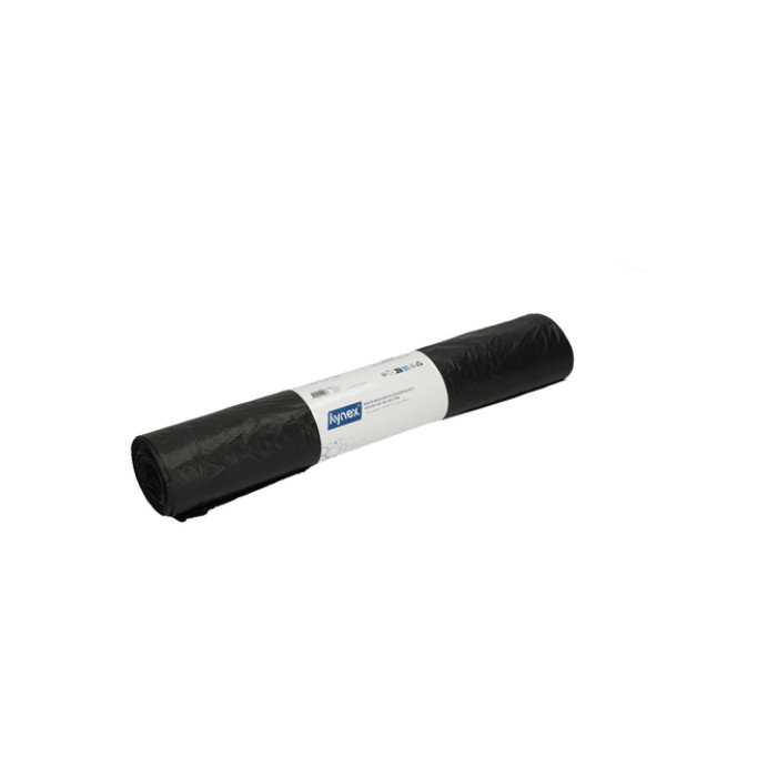 Afvalzak Hynex 60x80cm HDPE recycled T25 60L zwart rol à 25 stuks