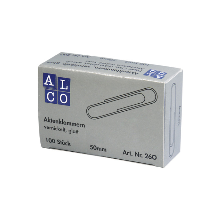 Paperclip Alco 50mm rond vernikkeld 100 stuks