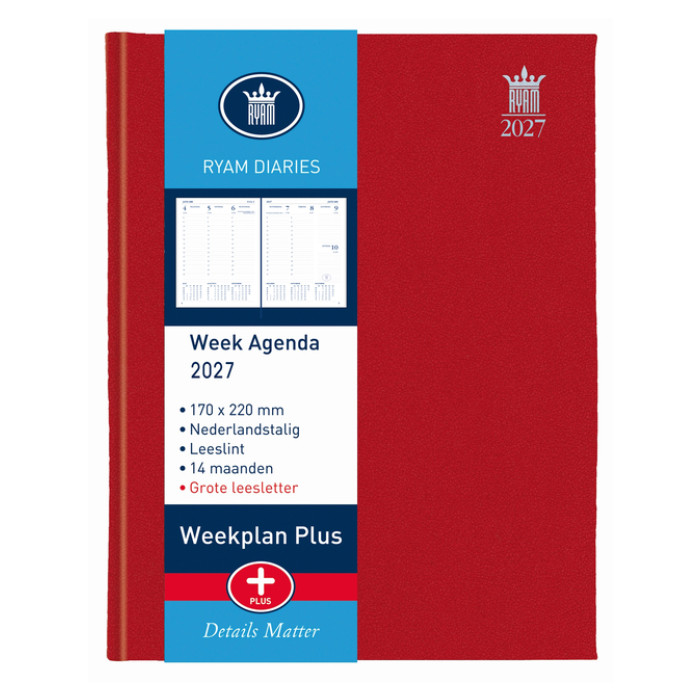 Agenda 2027 Ryam Weekplan Plus Mercury 7dagen/2pagina's rood