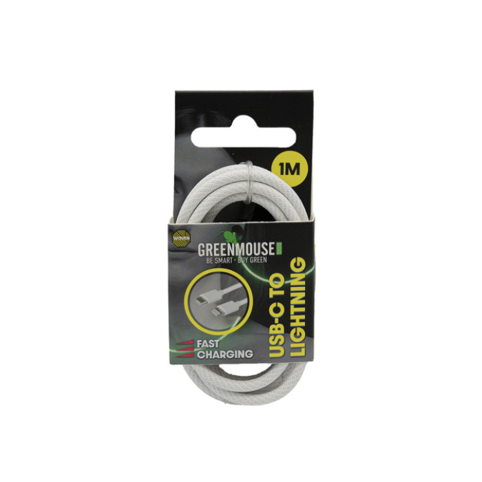 Kabel Green Mouse USB-C to Lightning data Woven 1m blisterverpakking