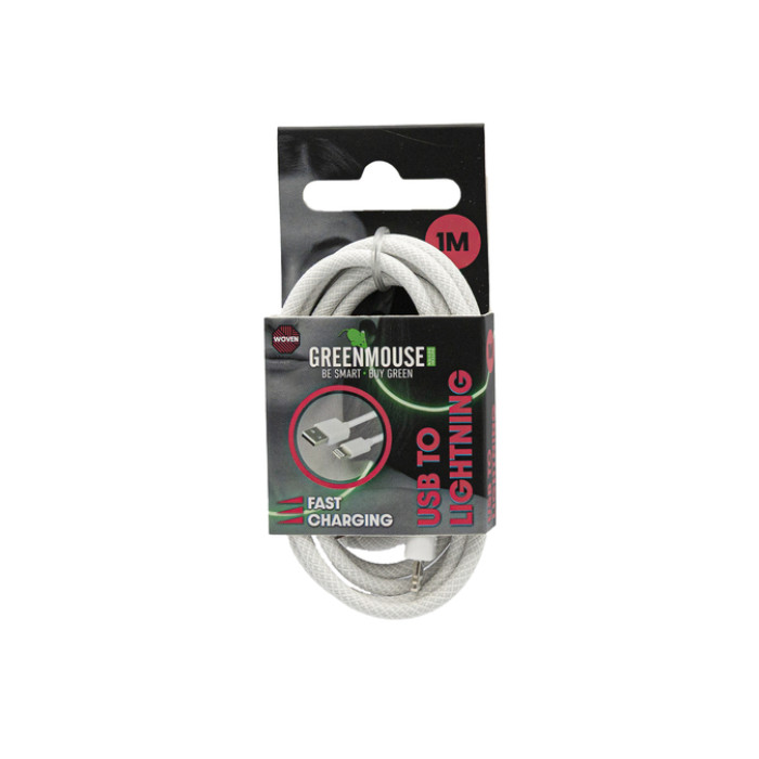 Kabel Green Mouse USB-A to Lightning data Woven 1m blisterverpakking