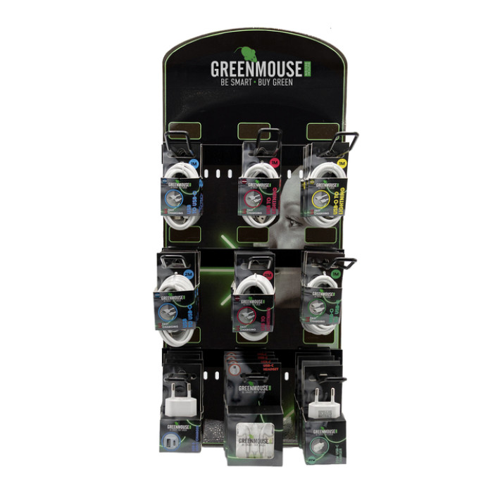 Kassadisplay Green Mouse telefoonaccessoires voor blisterverpakkingen