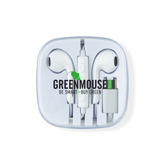 Oortelefoon Green Mouse USB-C blisterverpakking