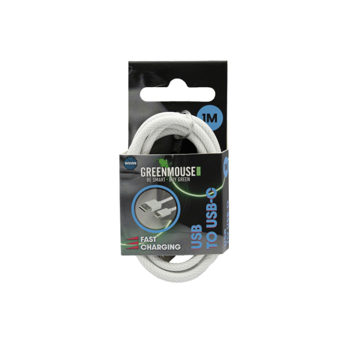 Kabel Green Mouse USB-A to USB-C data Woven 1m blisterverpakking