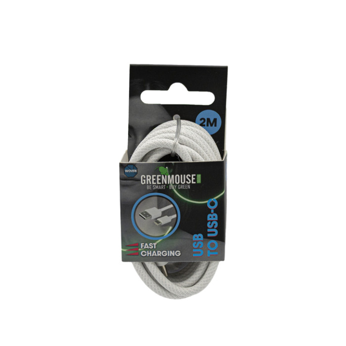 Kabel Green Mouse USB-A to USB-C data Woven 2m blisterverpakking