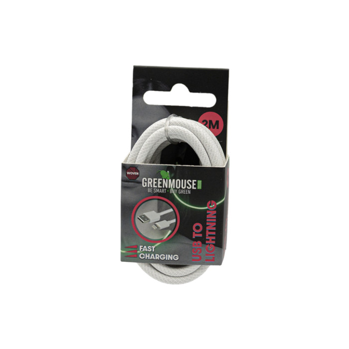 Kabel Green Mouse USB-A to Lightning data Woven 2m blisterverpakking
