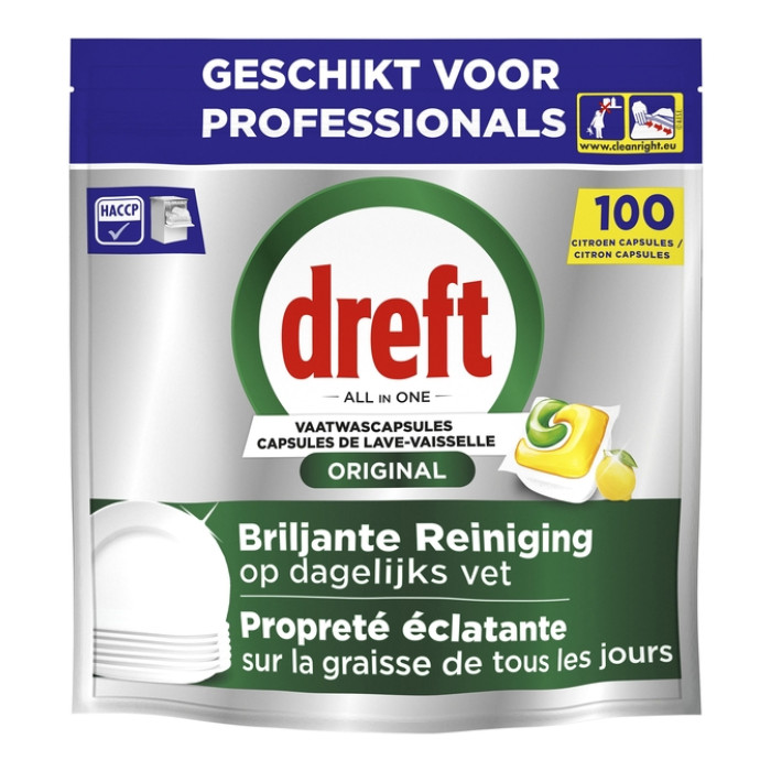 Vaatwastabletten Dreft All-in-1 professional lemon 100 stuks