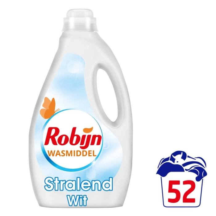 Wasmiddel Robijn vloeibaar 2,6L stralend wit 52 scoops