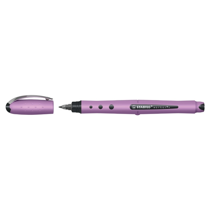 Rollerpen STABILO Worker+ Wildflower medium grijsviolet