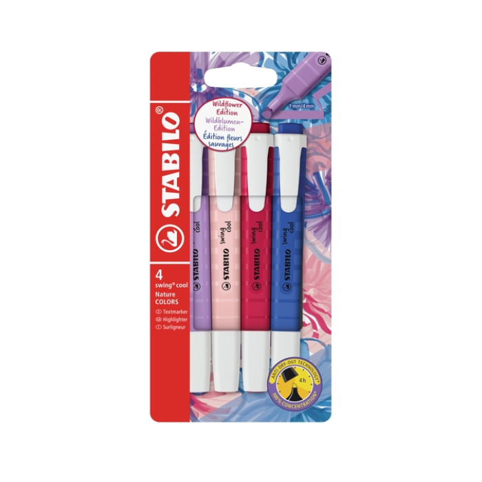 Markeerstift STABILO Swing cool Wildflower assorti 4 stuks
