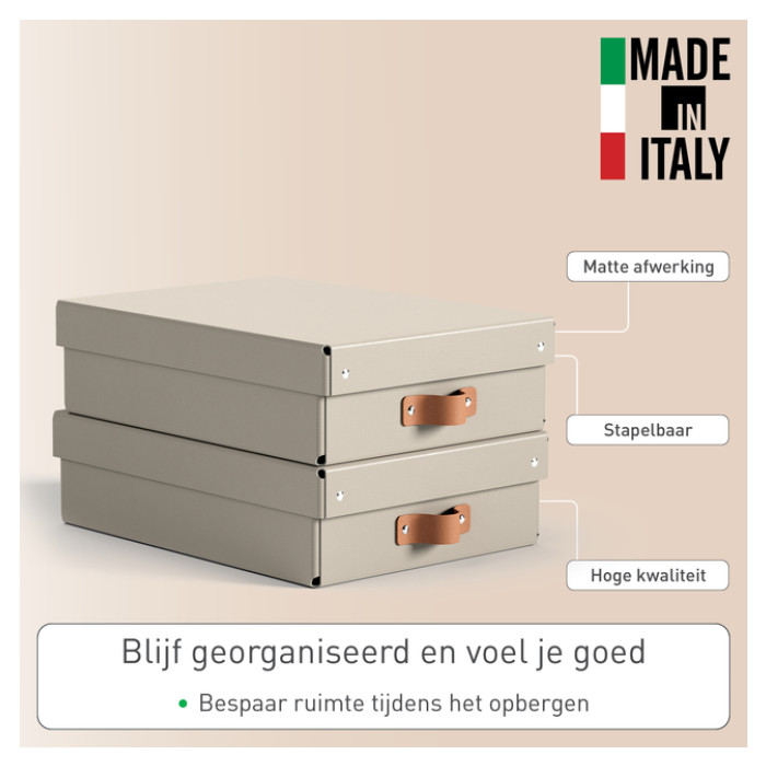 Opbergdoos Leitz Puro met deksel 8 liter set van 2 beige