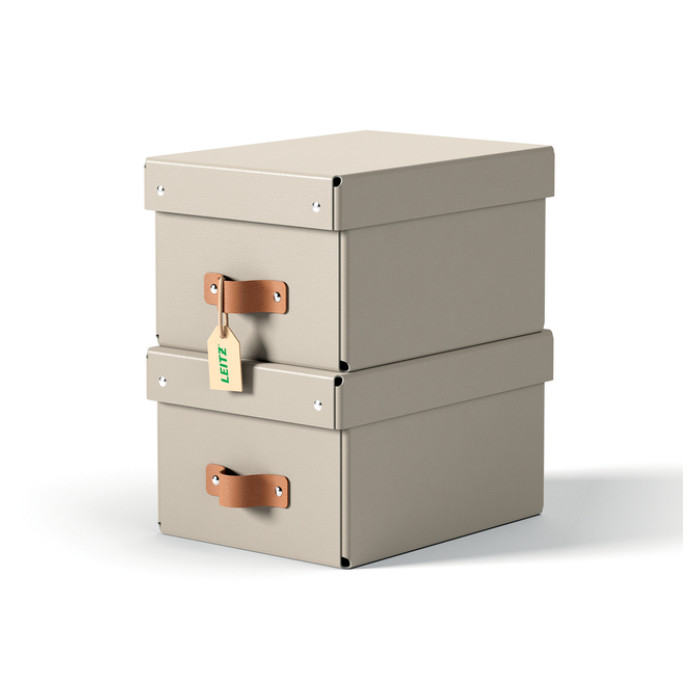 Opbergdoos Leitz Puro deksel 7 liter set van 2 beige