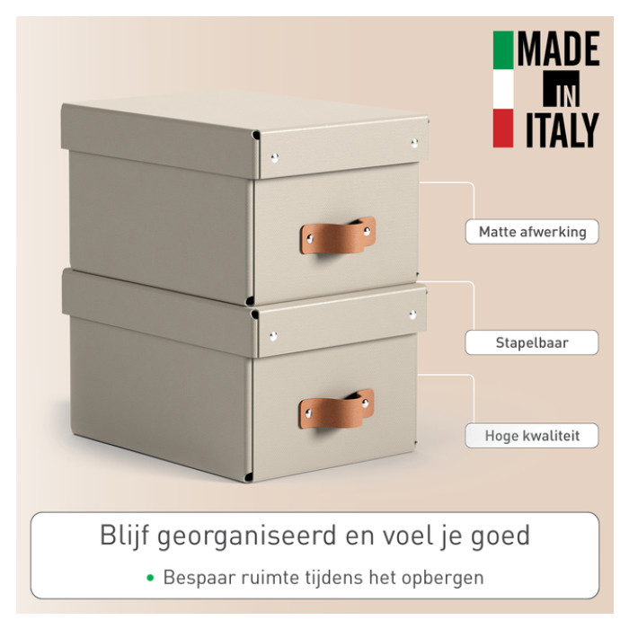 Opbergdoos Leitz Puro deksel 7 liter set van 2 beige