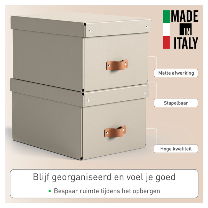 Opbergdoos Leitz Puro met deksel 17 liter set van 2 beige