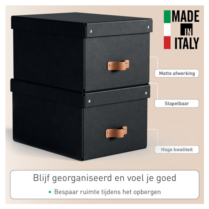 Opbergdoos Leitz Puro met deksel 17 liter set van 2 zwart