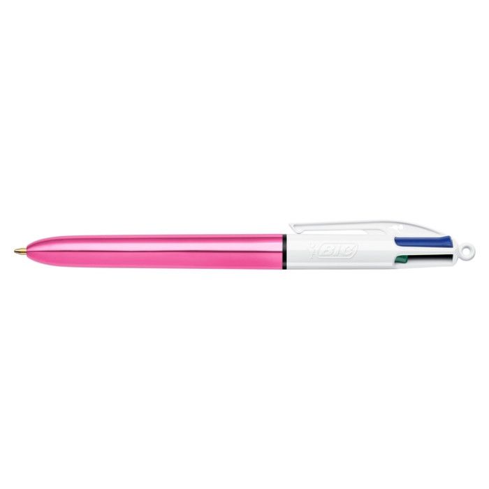 4-Kleuren balpen Bic Shine medium roze à 12 stuks