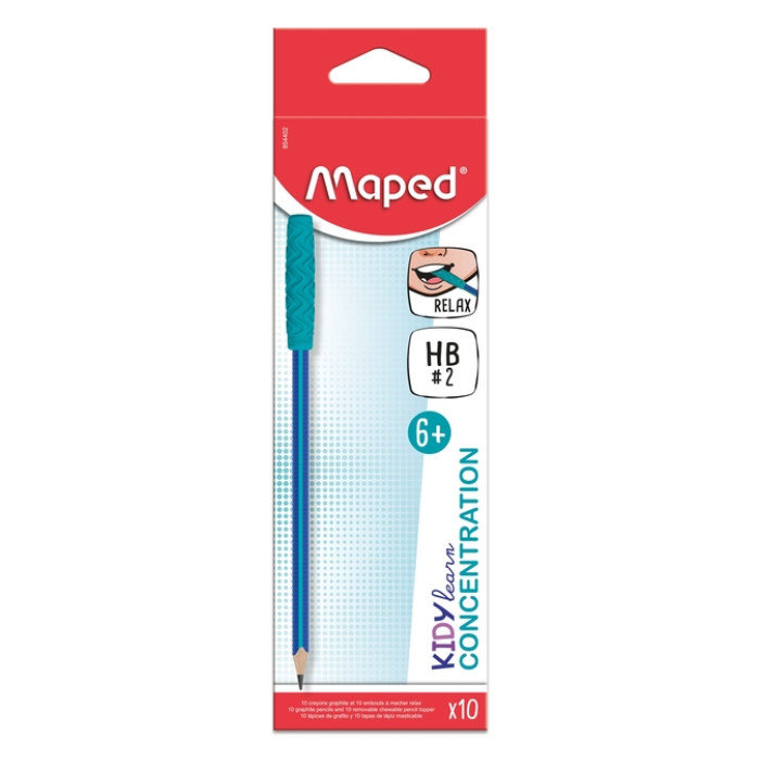 Potlood Maped Kidy Learn Concentration met kauwtopper blauw 10 stuks