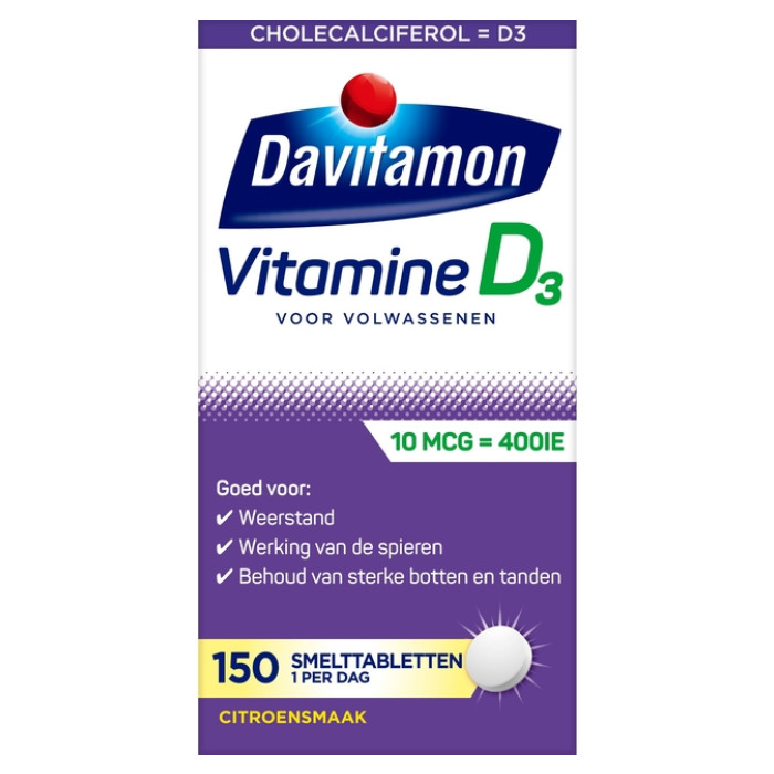 Vitamine D Davitamon volwassenen smelttablet 150 stuks