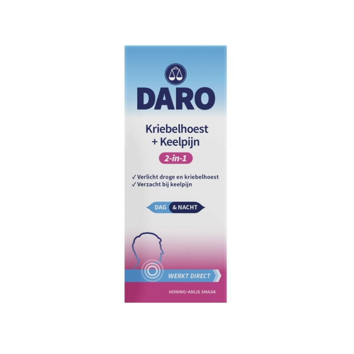 Hoestdrank Daro 2-in-1 kriebelhoest+keelpijn 150ml