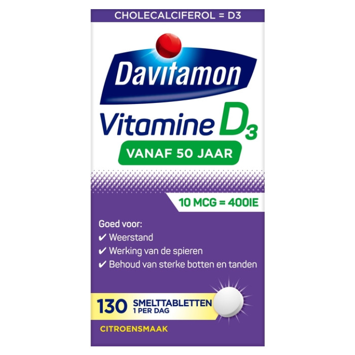 Vitamine D50+ Davitamon smelttablet 130 stuks