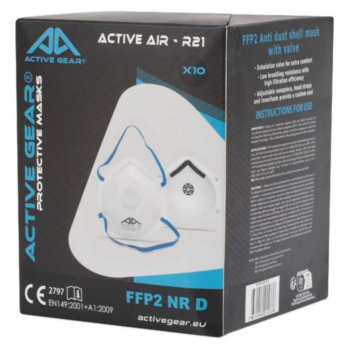 Stofmasker Active Gear met ventiel ffp2 10 stuks