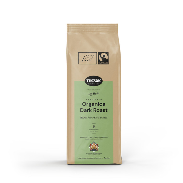 Koffie Tiktak organica dark roast bonen 1000 gram