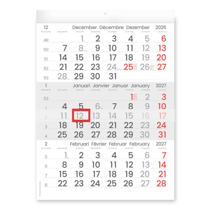 3-Maandkalender 2027 INNI Manager compact-formaat