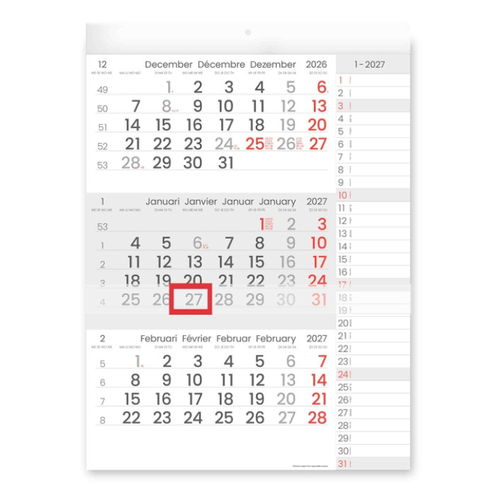 3-Maandkalender 2027 INNI Manager compact-formaat notes