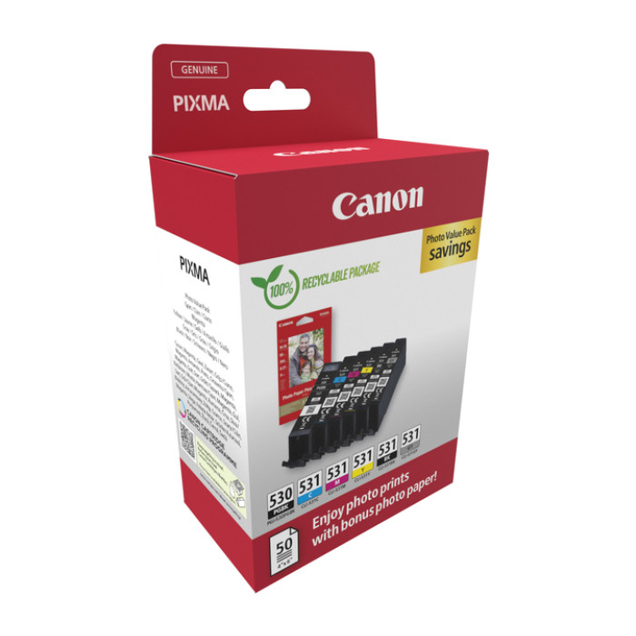 Inktcartridge Canon PGI-530 CLI-531 2 x zwart + 4 kleuren