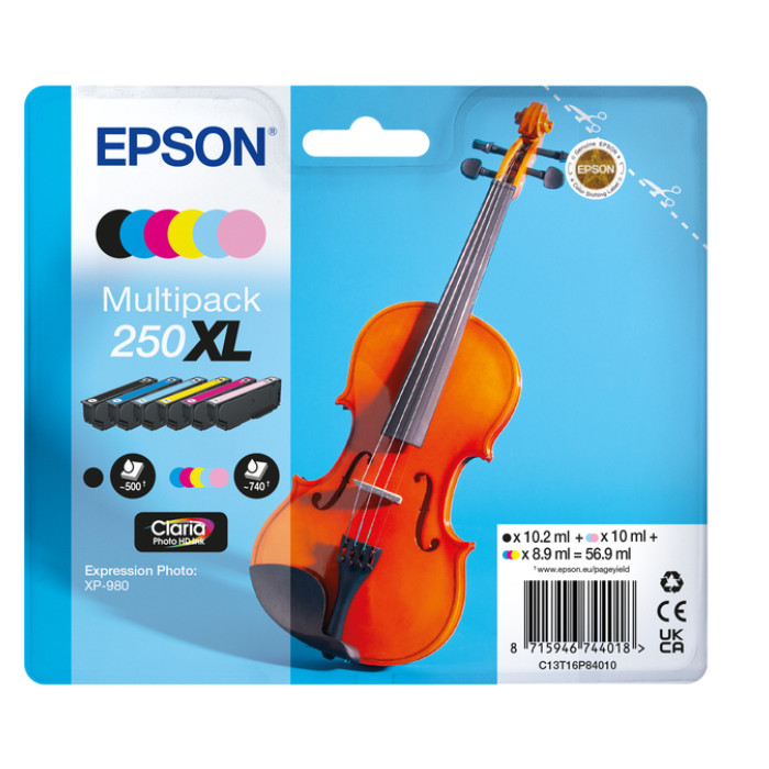 Inktcartridge Epson 250XL T16P84 zwart + 5 kleuren