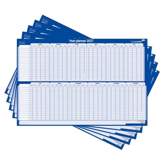 Projectplanner 2027 Legamaster 90x60cm horizontaal gelamineerd Engelstalig