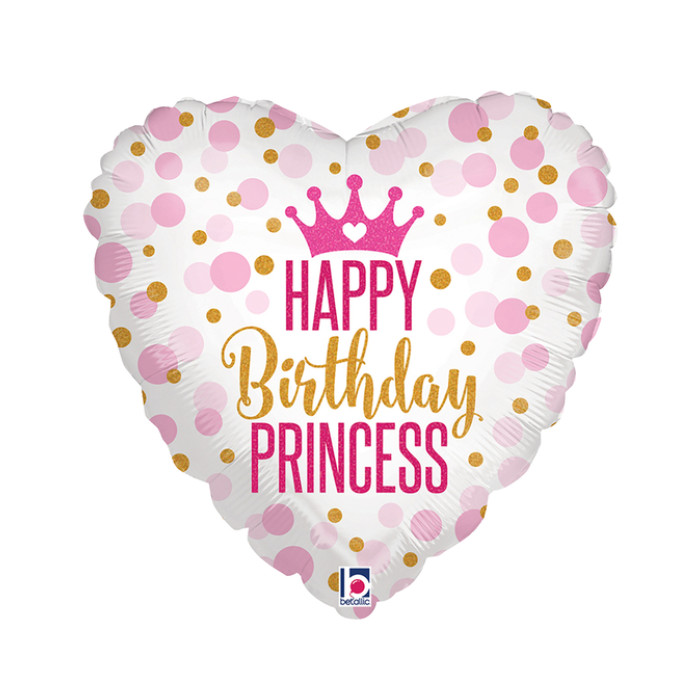 Folieballon Birthday prinses 45cm
