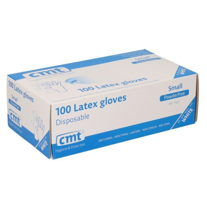 Handschoen CMT S latex poedervrij wit 100 stuks