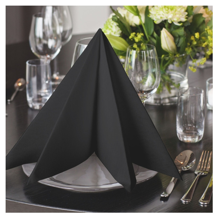 Dinerservet Tork Linstyle Premium 1/4 vouw 1-laags 390x390mm 50 vel zwart 478825