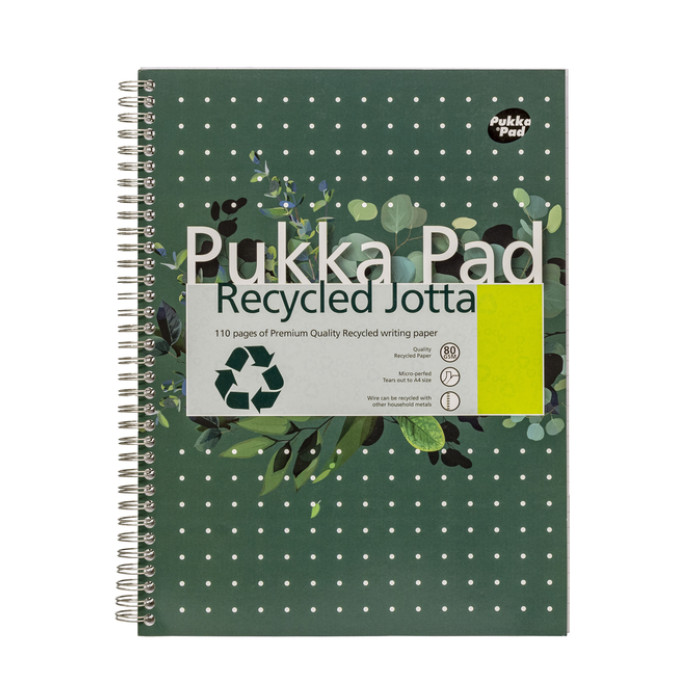 Collegeblok Pukka Pad Jotta Recycled A4 lijn 4-gaats 110 pagina's 80gr groen