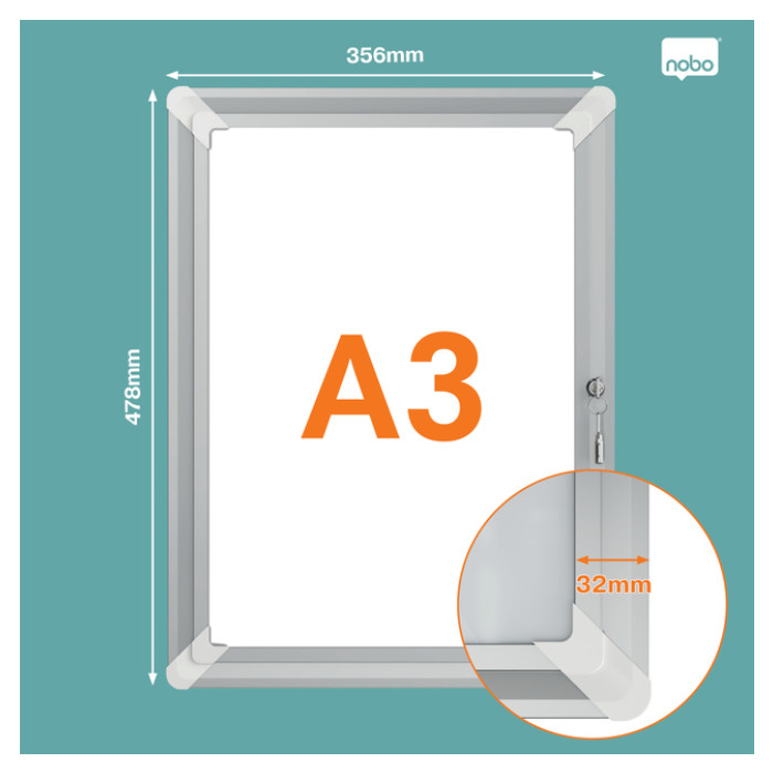 Kliklijst Nobo Premium Plus afsluitbaar A3