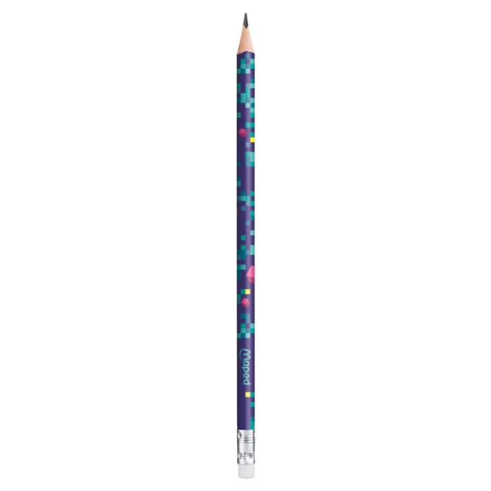 Potlood Maped Pixel Party met gum set à 12 stuks assorti