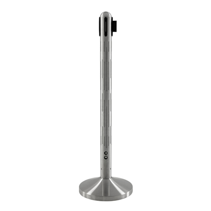Afzetpaal Securit Nova RVS met rolband en RGB-verlichting 100cm zilver