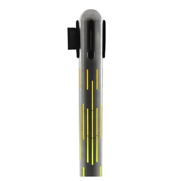 Afzetpaal Securit Nova RVS met rolband en RGB-verlichting 100cm zilver