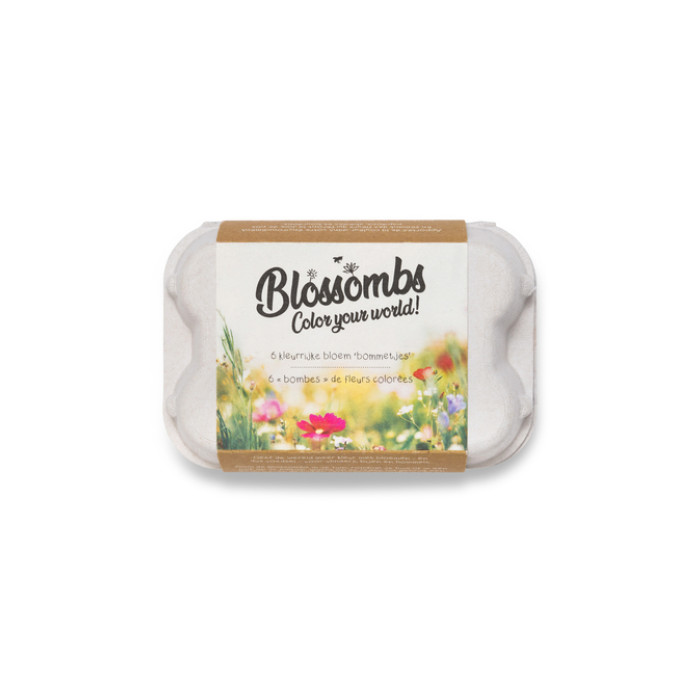 Giftbox Blossombs bloemen eierdoosje à 6 zaadbommetjes