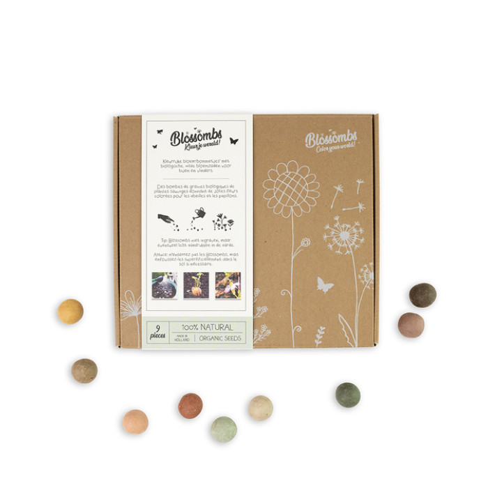 Giftbox Blossombs wilde bloemzaden box à 9 zaadbommetjes