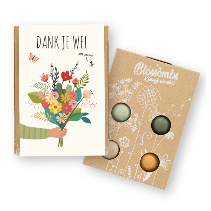 Giftbox Blossombs Dank je wel minibox à 4 zaadbommetjes