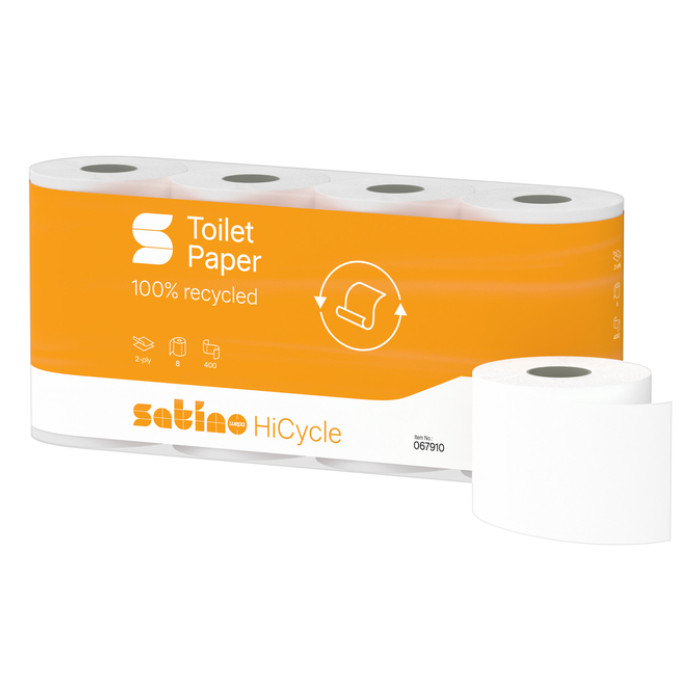 Toiletpapier Satino MT1 HiCycle 2-laags 8x400 vel wit 067910